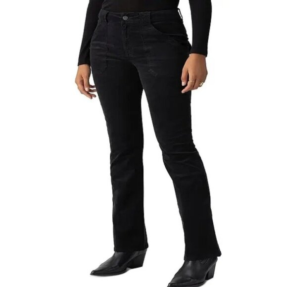 129$ Sanctuary Hayden Bootcut Leg Velvet Pants Mid-Rise Women's Size 29X35 Black - Picture 2 of 4